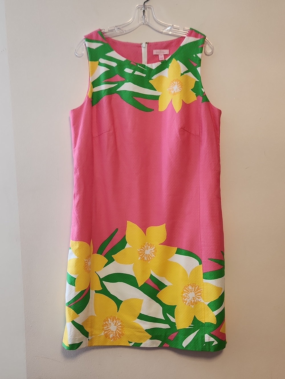 Lilly Pulitzer Stephany Pink Floral Dancing Daffodils Shift Dress Size 14
